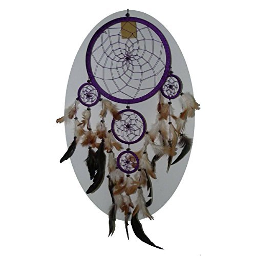 Simandra Original handgefertigter Traumfänger – hängender Dreamcatcher aus natürlichen Materialien handgefertigt ca. 80 cm lang, Durchmesser größter Ring 32 cm von Simandra
