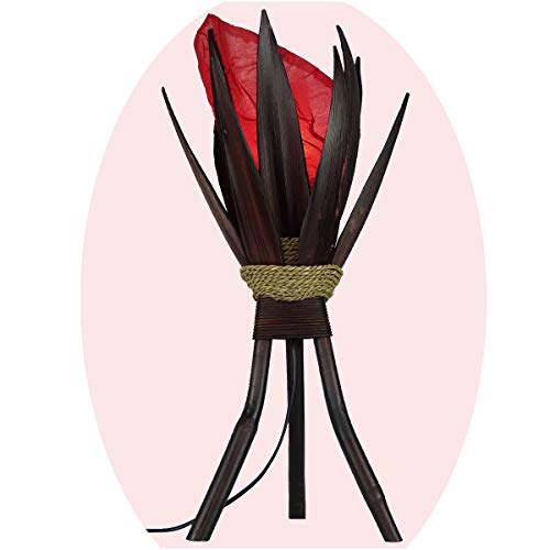 Stehleuchte Bali Lampe in rot 67x24cm • außergewöhnliche Standleuchte aus Bananenblättern • Stimmungslicht aus traditioneller Handarbeit • asiatische Dekolampe • Stimmungsleuchte „Bananenblatt“ von Simandra