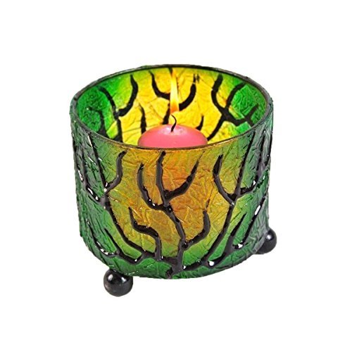 Windlicht Teelicht Teelichthalter Kerzenhalter Deko Resin Bali Asia Fieberglas Mediterrane rund Color Grün von Simandra