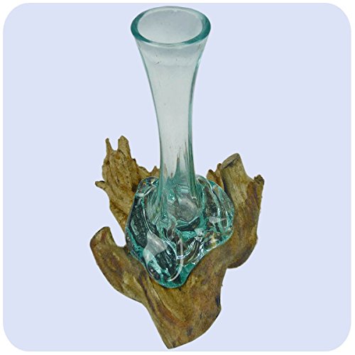 Wurzelholz Glas-Vase Wurzel-Vase Deko-Glas Geschenk Unikat Objekt Design Blumenvase Karaffe von Simandra