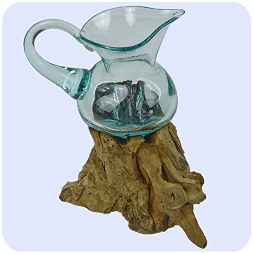 Wurzelholz Glas-Vase Wurzel-Vase Deko-Glas Geschenk Unikat Objekt Design Blumenvase Krug von Simandra