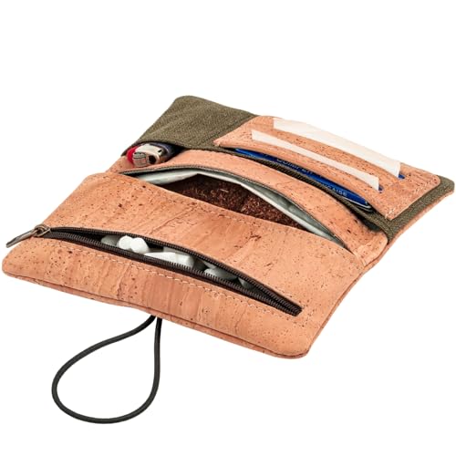 SIMARU Tabaktasche für 30g Tabakbeutel, Drehtabak Tasche ink. Filter-, Paper- und Feuerzeugfach, Drehertasche Frauen u. Männer (Beige) von Simaru