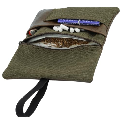 Tabaktasche aus Kunstleder Tabakbeutel – Edle Dreher-Tasche mit Filterfach & Blättchen-Halter in hochwertiger Kunstleder für Raucher (Dunkelbraun) von Simaru