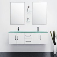 Simba - Badezimmer-Set 151 cm Weiß Waschbecken inklusive - White Ice von Simba