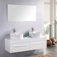 Badezimmer-Set 150 cm Weiß Waschbecken inklusive - White Cardellino von Simba