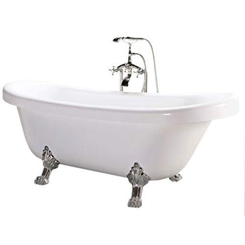 Freistehende Badewanne Acryl Antik Nostalgie Standarmatur Silber Badezimmer von Simba