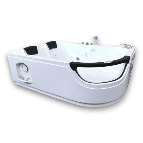 WHIRLPOOL BADEWANNE WHIRLPOOL RECHTECK 2 PERSONEN NEU SPA TUB HOT TUB BATH TUB LUNA - Full Düsen, Sichtfenster, Wasserfall, Led 120x180 von Simba