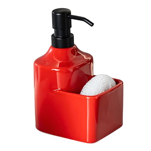 Simcat 480ml Rot Keramik Seifenspender mit Tablett Hand Seifenspender für Bad Küche Badezimmer Büro Wohnzimmer Simcat 480ml Rot Keramik Seifenspender mit Tablett Hand Seifenspender für Bad Küche Badezimmer Büro Wohnzimmer von Simcat