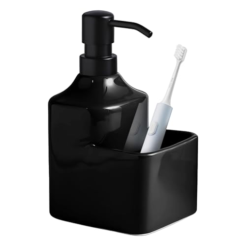 Simcat 480ml Schwarz Keramik Seifenspender mit Tablett Hand Seifenspender für Bad Küche Badezimmer Büro Wohnzimmer Simcat 480ml Schwarz Keramik Seifenspender mit Tablett Hand Seifenspender für Bad Küche Badezimmer Büro Wohnzimmer von Simcat