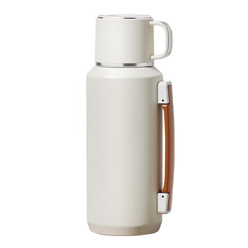 Simcat 800ml Thermoskanne Thermosflasche 316 Edelstahl, Edelstahl Trinkflasche (hält 24 Stunden), Thermobecher, Isolierbecher, Isolierflasche mit Becher,Separater Teekammer‌‌ (Weiß, 800 ml) von Simcat