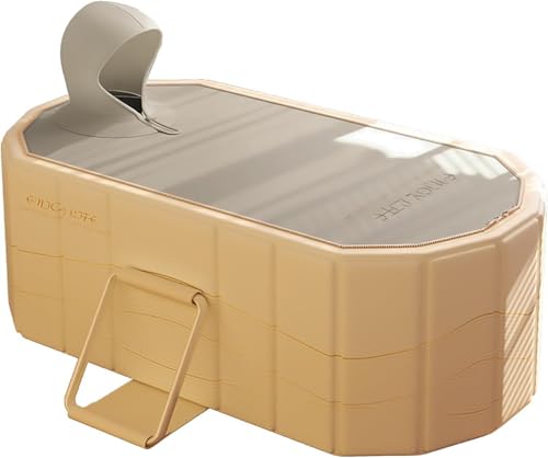 Simcat Foldable Bathtubs Adult, Portable Freestanding Bathtubs with Lid, Hot Bath and Ice Bath Tub, Home SPA Soaking Bathtub for Adults Children (Yellow,120 cm) von Simcat