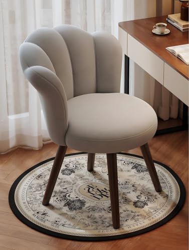 Simcat Samt-Akzentstuhl, Wannenstuhl mit Massivholzbeinen für Schminktisch, moderner Blütenblatt-Ankleidestuhl für Wohnzimmer/Schlafzimmer (grau) von Simcat