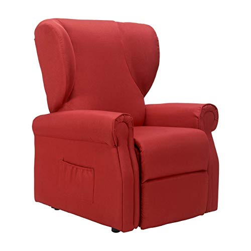 Sime Diana 2 Motoren Sessel mit aufstehhilfe Medizinisches Gerät 2 Räder Mikrofedersitz schmutzabweisend fernsehsessel elektrisch schlafsessel Rot von Sime