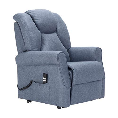 Sime FR-1 ANPASSBAR relaxsessel elektrisch Vibromassage Kombinierte Neigung von Rückenlehne und Fußstütze 4 Räder bewegen den Benutzer unverformbarer Sitz schmutzabweisend aufstehhilfe Denim Blue von Sime