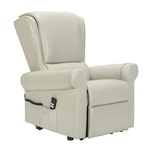 Sime HU-P2 fernsehsessel elektrisch senioren Zero Gravity, 2 Motoren, unabhängig verstellbare Rückenlehne und Fußteil 2 Räder Bergere unverformbarer Sitz Leder relaxsessel Beige von Sime