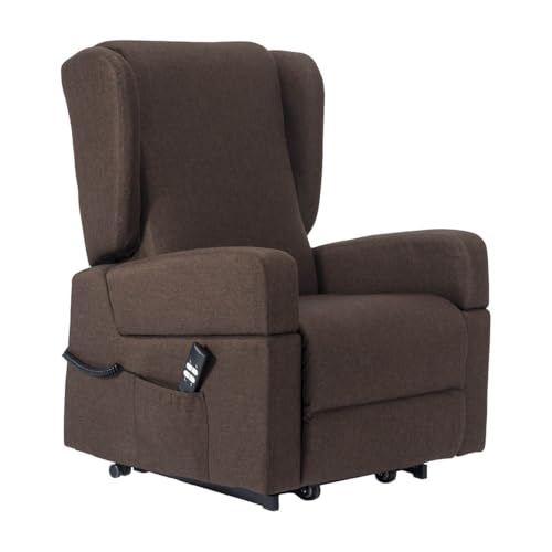 Sime PL-2 relaxsessel elektrisch Vertikal, 2 Motoren, unabhängig verstellbare Rückenlehne, Fußbrett Rollengriffe Memory-Foam abnehmbare Armlehnen Kleiner Tisch schmutzabweisend Braun von Sime