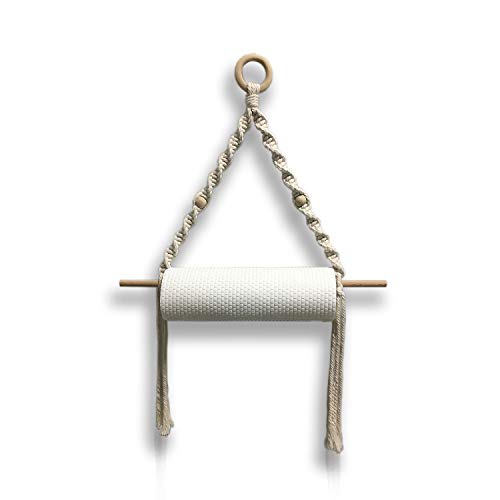 In Natural Holz Papierhandtuchhalter Makramee Wandbehang Boho Dekor Wandhalter Ohne Bohren Geeignet für Küche Badezimmer In Natural Holz Papierhandtuchhalter Makramee Wandbehang Boho Dekor Wandhalter Ohne Bohren Geeignet für Küche Badezimmer von Simelecor