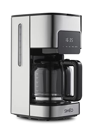 Siméo – Filterkaffeemaschine programmierbar – 1,5 l, 15 Tassen – kompakt, mit Skala – Aromawahl – Tropfschutz, Überlauf – Edelstahl – 16 x 32,5 x 19,5 cm von Simeo