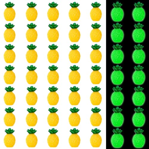 Simgoing 50 Stück Mini-Ananas-Figuren aus Kunstharz, leuchtende niedliche Ananas, leuchtet im Dunkeln, künstliche Ananas-Modell, Miniatur-Ananas-Figuren für Kunstprojekte, Garten, YYW-Simgoing-0864 von Simgoing