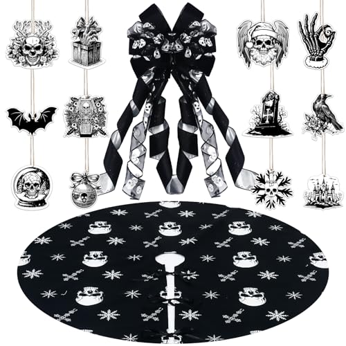 Simgoing Gothic Halloween Tree Decor Set Included 1.2 m Scary Skull Tree Skirt Large Black Bow Topper 24 Spooky Hanging Ornaments for Halloween Christmas Xmas Winter Horror Party Decorations Simgoing Gothic Halloween Tree Decor Set Included 1.2 m Scary Skull Tree Skirt Large Black Bow Topper 24 Spooky Hanging Ornaments for Halloween Christmas Xmas Winter Horror Party Decorations von Simgoing