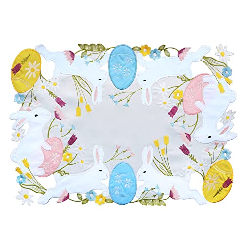 Simhomsen Bestickte Bunte Eier und Hasen Tischsets für Ostern Urlaub oder Frühlingssaison (33 x 48,3 cm, 4 Stück) von Simhomsen