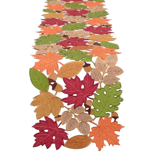 Simhomsen Bestickter Tischläufer mit Blättern für Herbst und Erntedankfest, mehrfarbig, 35,6 x 223,5 cm Simhomsen Bestickter Tischläufer mit Blättern für Herbst und Erntedankfest, mehrfarbig, 35,6 x 223,5 cm von Simhomsen