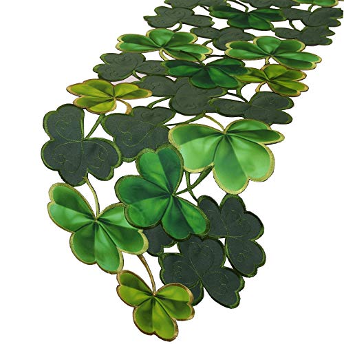 Simhomsen Bestickter irischer Kleeblatt-Tischläufer für St. Patrick's Day, Frühlingsdekorationen (35,6 x 175,3 cm) von Simhomsen
