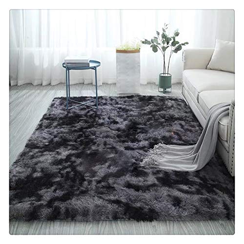 SimidunEUR Tie-Dye Allmählicher Spitzenqualität Lammfellimitat Teppich Lammfellimitat Teppich Longhair Fell Nachahmung Wolle Bettvorleger Sofa Matte,Dunkelgrau,60 * 120 cm von SimidunEUR