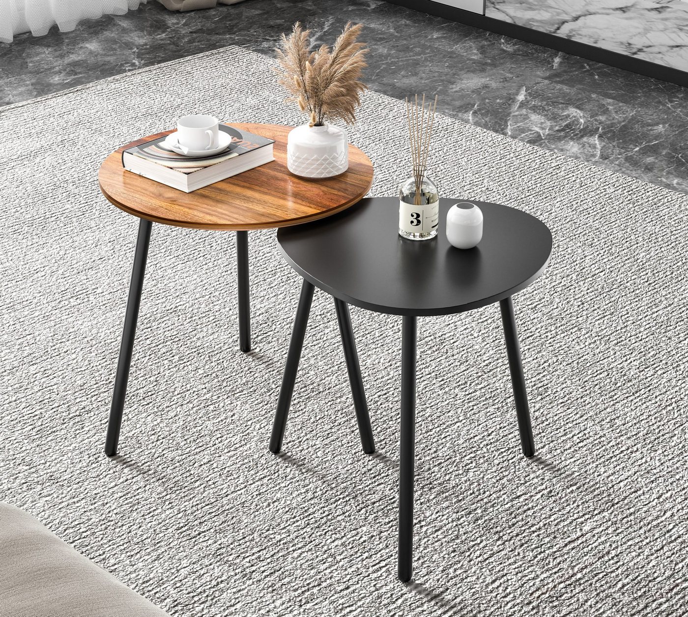 Simloveve Beistelltisch Couchtisch 2er Set aus MDF mit Pulver beschichteten Metallbeinen Simloveve Beistelltisch Couchtisch 2er Set aus MDF mit Pulver beschichteten Metallbeinen von Simloveve