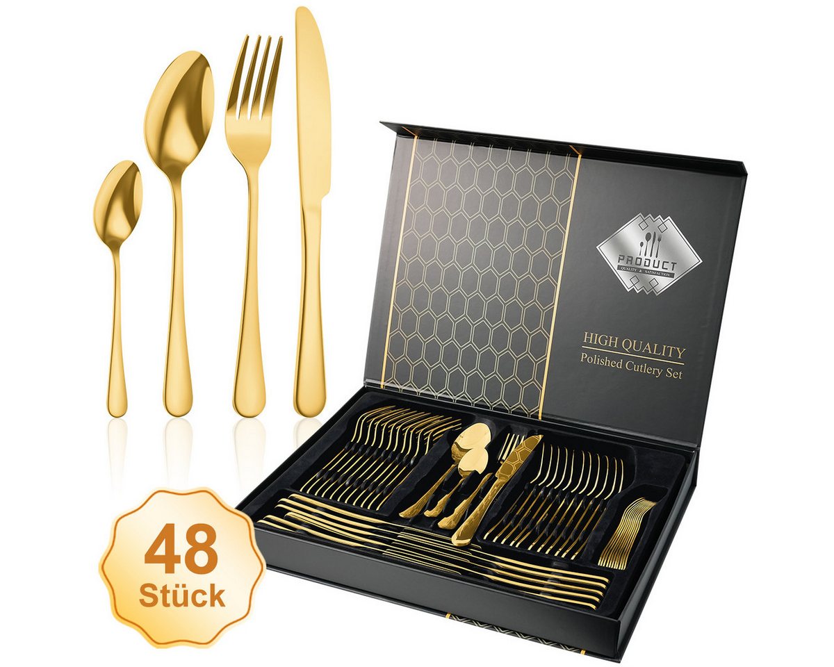 Simloveve Besteck-Set 48 teilig Besteck Set für 12 Personen, Besteckset mit Gehämmert Griff, Edelstahl, Essbesteck Set inkl Messer, Gabel, Löffel, Spülmaschinenfest, Rostfrei Simloveve Besteck-Set 48 teilig Besteck Set für 12 Personen, Besteckset mit Gehämmert Griff, Edelstahl, Essbesteck Set inkl Messer, Gabel, Löffel, Spülmaschinenfest, Rostfrei von Simloveve
