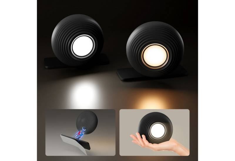 Simloveve LED Wandleuchte Akku Wandleuchte Innen, Kabellose Lampe, Nachttischlampe akku, LED fest integriert, 2500K warmesLicht, 4500K Natürliches Weißlicht, 6500K Kalter Weißlicht, 3 Helligkeitsstufen, 360° drehbare, 5%-100% stufenlos dimmbar von Simloveve