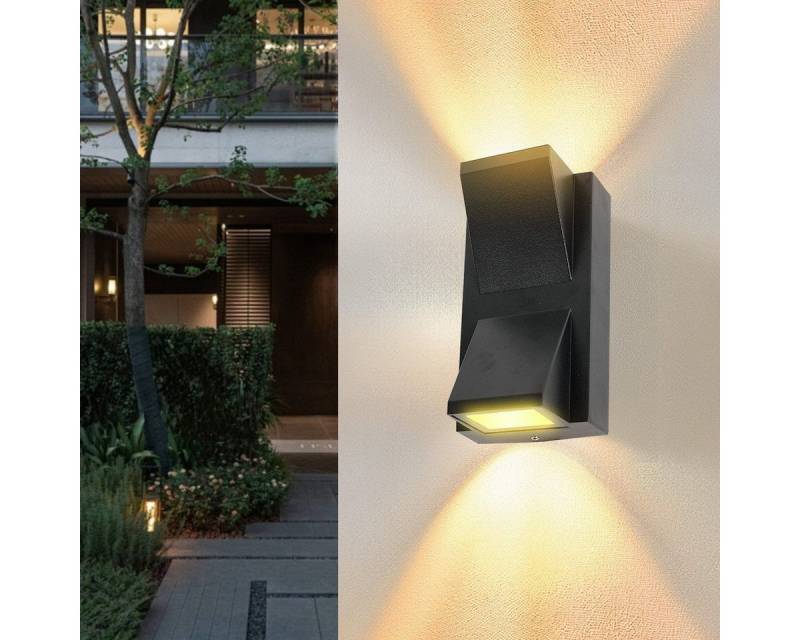 Simloveve LED Wandleuchte Außen-Wandleuchte, IP55 Wasserdichte, LED fest integriert, Warmweiß, 3000K Gartenleuchte, Spotlight von Simloveve