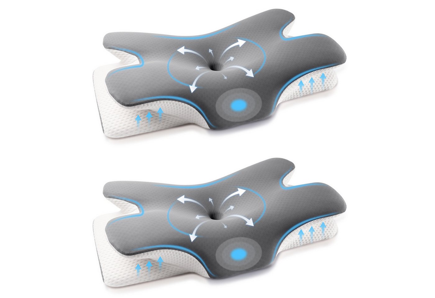 Simloveve Nackenstützkissen Seitenschläferkissen,Orthopädisches Kissen, Füllung: Memory Foam, Rückenschläfer, Seitenschläfer, Bauchschläfer, kopfkissen nackenschmerzen, Nackenstutzkissen-Set, Allergikerfreundlich, Höheneinstellbar, Waschbar, Antischnarchkissen für Erwachsene (66*36*9/11CM) von Simloveve