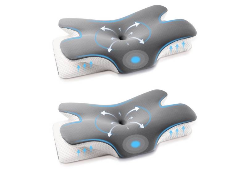Simloveve Nackenstützkissen Seitenschläferkissen,Orthopädisches Kissen, Füllung: Memory Foam, Rückenschläfer, Seitenschläfer, Bauchschläfer, kopfkissen nackenschmerzen, Nackenstutzkissen-Set, Allergikerfreundlich, Höheneinstellbar, Waschbar, Antischnarchkissen für Erwachsene (66*36*9/11CM) von Simloveve