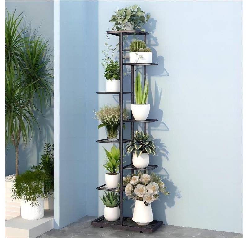 Simloveve Pflanzentreppe 8 Schichten 9 Töpfe Schmiedeeisernes Blumenregal, Home Balkon Dekoration Indoor Outdoor Blumenständer von Simloveve