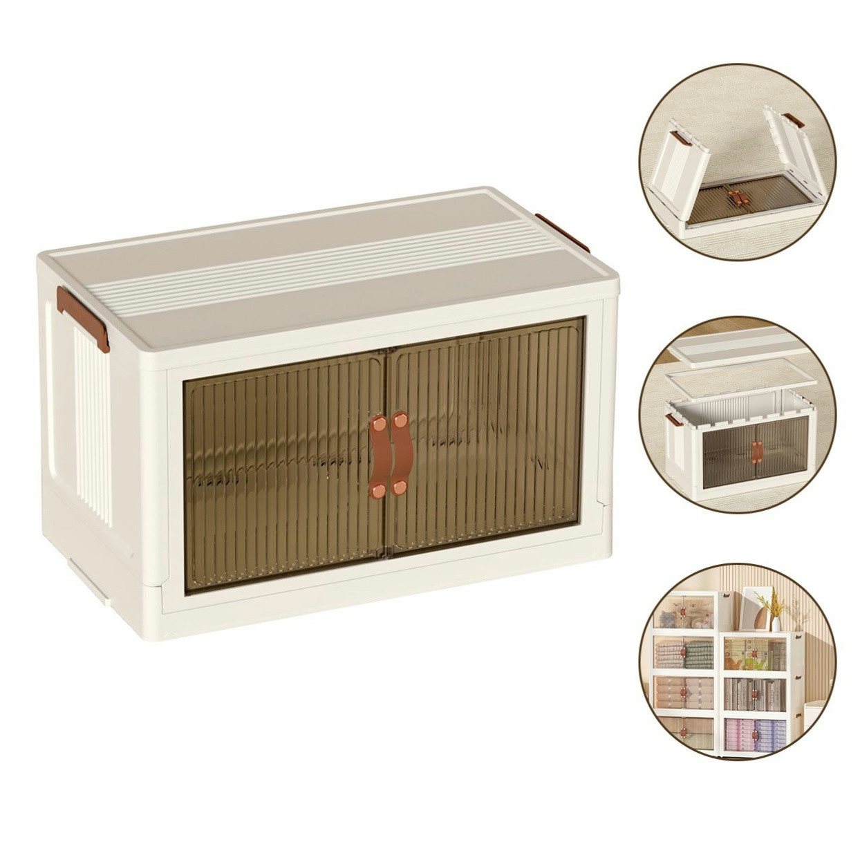 Simloveve Stapelbox Faltbare Aufbewahrungsbox mit Deckel Groß mit Türen und Rädern Simloveve Stapelbox Faltbare Aufbewahrungsbox mit Deckel Groß mit Türen und Rädern von Simloveve