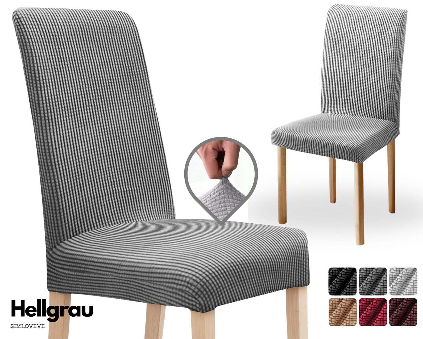 Simloveve Stuhlhusse Stretch Stuhlbezug Waschbar Schutz & Dekoration für Stühle, Esszimmerstuhl Bezüge ideal für Zuhause, Party & Restaurant Simloveve Stuhlhusse Stretch Stuhlbezug Waschbar Schutz & Dekoration für Stühle, Esszimmerstuhl Bezüge ideal für Zuhause, Party & Restaurant von Simloveve