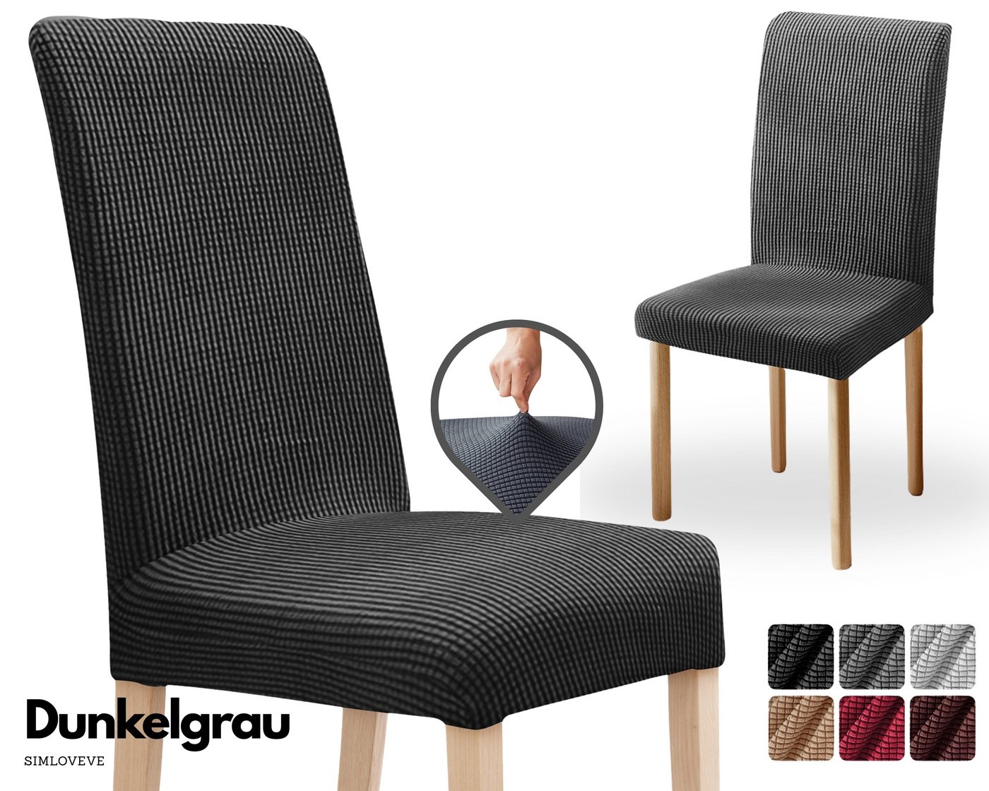Simloveve Stuhlhusse Stretch Stuhlbezug Waschbar Schutz & Dekoration für Stühle, Esszimmerstuhl Bezüge ideal für Zuhause, Party & Restaurant Simloveve Stuhlhusse Stretch Stuhlbezug Waschbar Schutz & Dekoration für Stühle, Esszimmerstuhl Bezüge ideal für Zuhause, Party & Restaurant von Simloveve