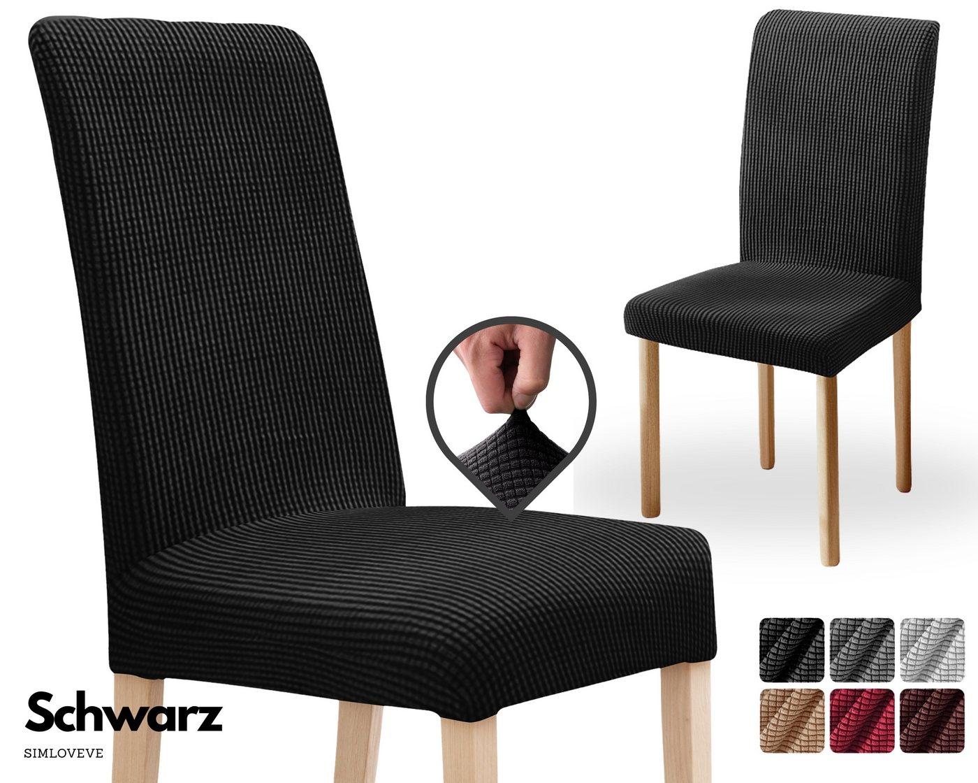 Simloveve Stuhlhusse Stretch Stuhlbezug Waschbar Schutz & Dekoration für Stühle, Esszimmerstuhl Bezüge ideal für Zuhause, Party & Restaurant Simloveve Stuhlhusse Stretch Stuhlbezug Waschbar Schutz & Dekoration für Stühle, Esszimmerstuhl Bezüge ideal für Zuhause, Party & Restaurant von Simloveve