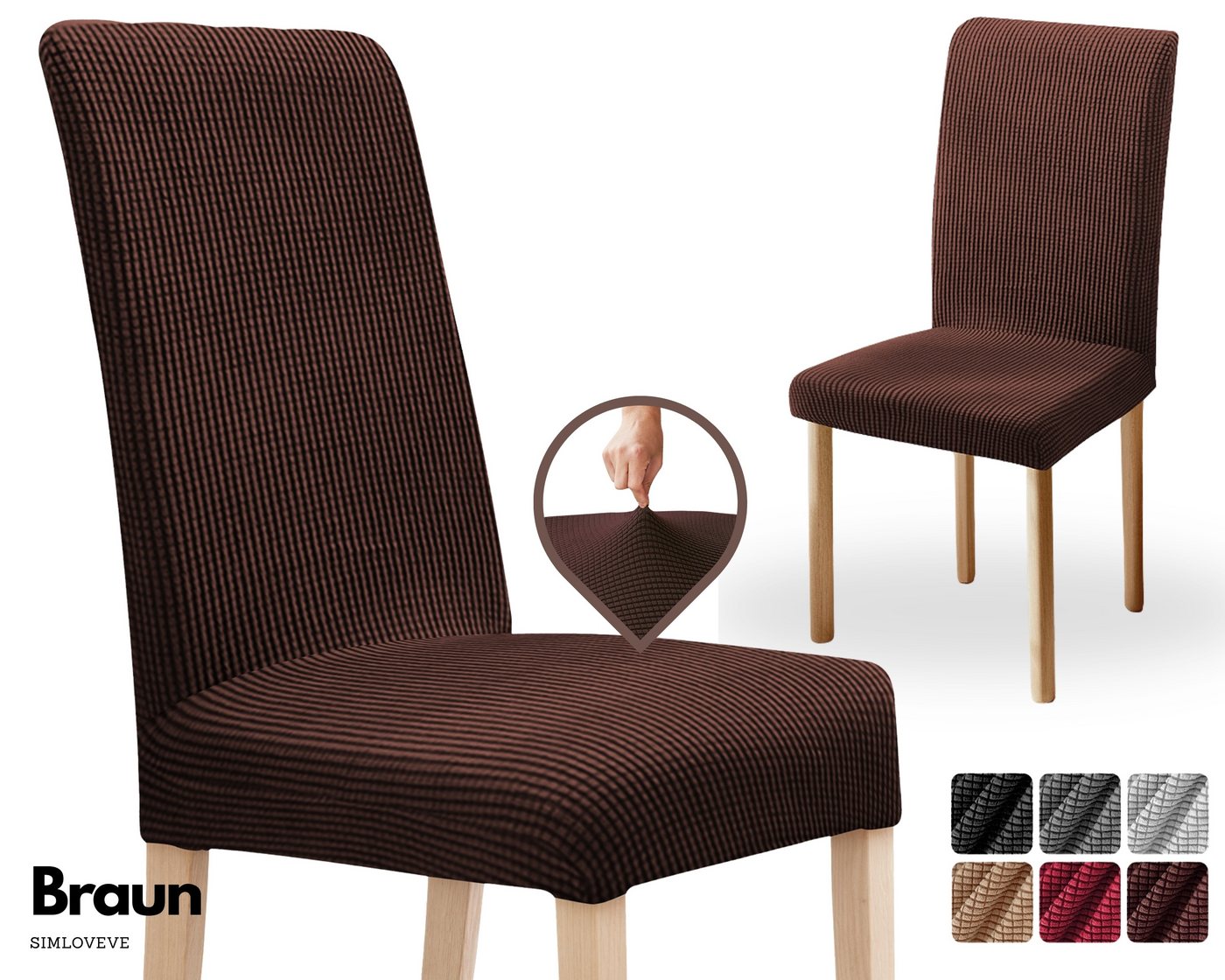 Simloveve Stuhlhusse Stretch Stuhlbezug Waschbar Schutz & Dekoration für Stühle, Esszimmerstuhl Bezüge ideal für Zuhause, Party & Restaurant Simloveve Stuhlhusse Stretch Stuhlbezug Waschbar Schutz & Dekoration für Stühle, Esszimmerstuhl Bezüge ideal für Zuhause, Party & Restaurant von Simloveve