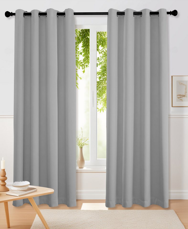 Simloveve Vorhang Gardinen Wohnzimmer Lärmschutz Thermogardine Super Dicke, blickdicht, Polyester, 2er-Set, einfarbig, modern, pflegeleichte Mikrofaser 260g/m² Simloveve Vorhang Gardinen Wohnzimmer Lärmschutz Thermogardine Super Dicke, blickdicht, Polyester, 2er-Set, einfarbig, modern, pflegeleichte Mikrofaser 260g/m² von Simloveve