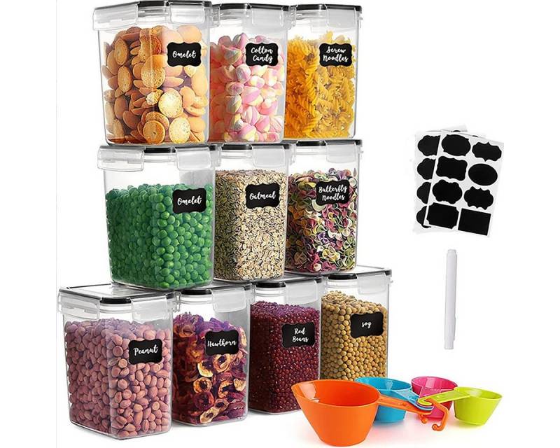 Simloveve Vorratsdose 10-15x Vorratsdosen Set Frischhaltedose Vorratsgläser, Polyprophylen (PP), (10-tlg), 10-tlg Küche Organizer mit Deckel von Simloveve
