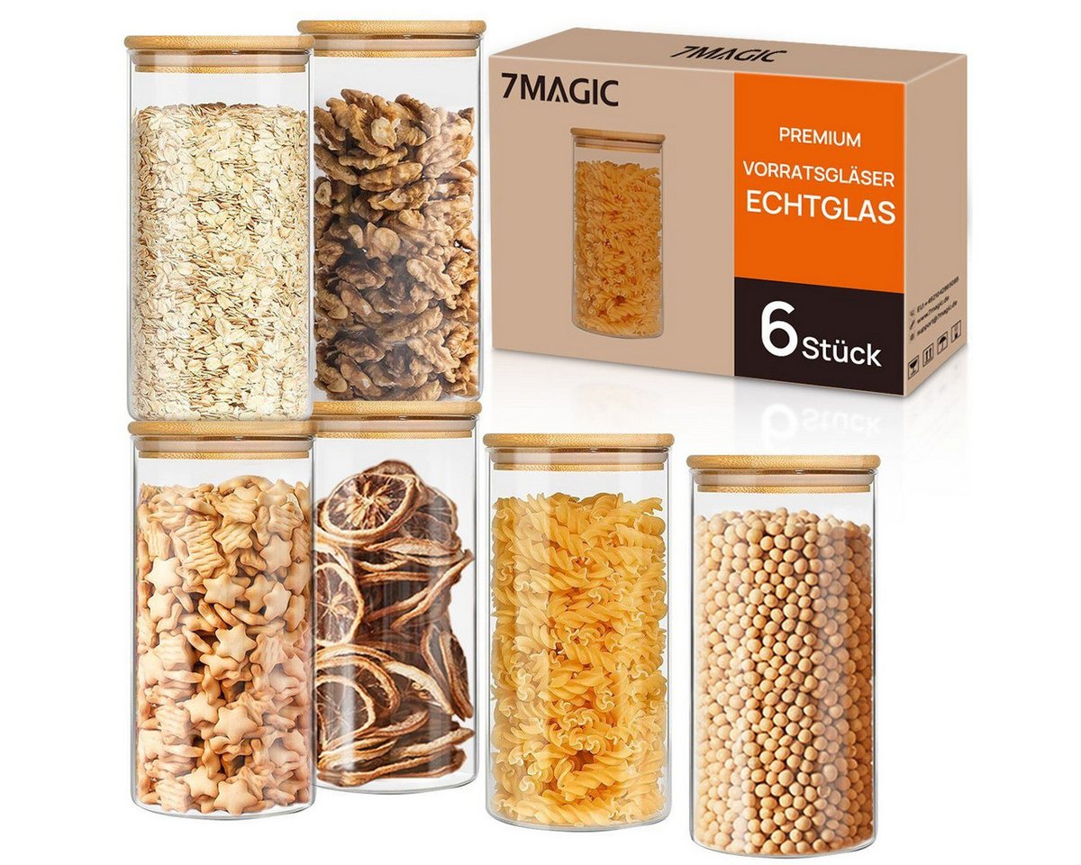 Simloveve Vorratsglas, (6-tlg., 10 x 18 cm), Set 1200ml Haushalt Glasbehälter Vorratsdosen von Simloveve