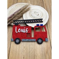 Filz Türschild Kinderzimmer Feuerwehrauto Namensschild Personalisiert Mit Namen von SimmisCraftStore