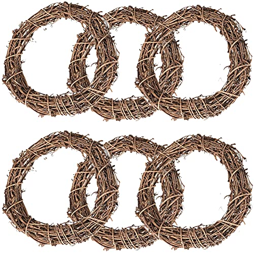 6PCS Kranz Weinreben Natur Rattan Retro Kranz DIY Handwerk Natürliche Weinrebe Kränze für Weihnachten Tür Wand Dekor Handgewebt Halloween Kranz Hängender Zweigkranz zum Selbermachen Ø 15 cm von Simmpu