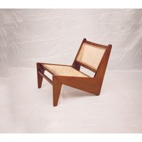 Mid-Century Känguru Stuhl Handgefertigtes Teak & Rohrgeflecht, Jeanneret Inspiriert von SimnaHandicraft
