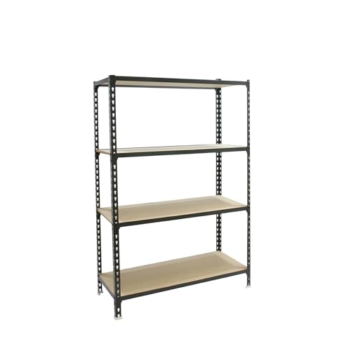 Simon Rack Metallregale, 1500 x 900 x 400 mm, 4 Holzböden, 150 kg Biegepunkt, Lagerregale, Anthrazit/Holz - Holz von Simon Rack