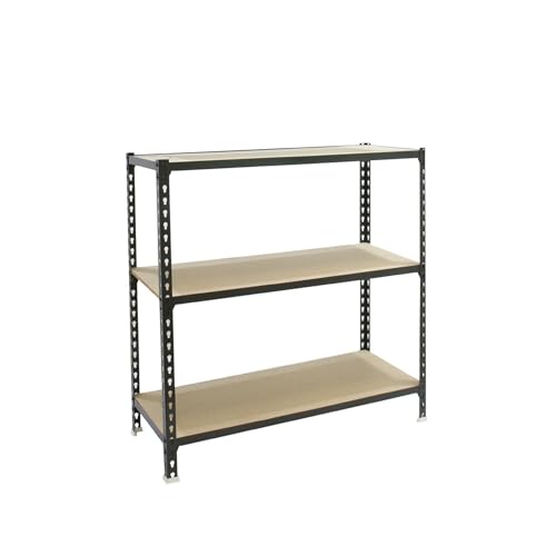 Simon Rack Metallregale, 900 x 900 x 400 mm, 3 Holzböden, 150 kg Biegepunkt, Lagerregale, Anthrazit/Holz - Holz von Simon Rack
