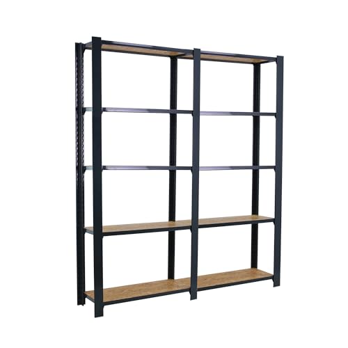 Simon Rack Officlick Bücherregal, 2 Module, 2100 x 1600 x 300 mm, 5 Etagen, OSB-Holz, Industriestil, Metall, Anthrazit/Osb Simon Rack Officlick Bücherregal, 2 Module, 2100 x 1600 x 300 mm, 5 Etagen, OSB-Holz, Industriestil, Metall, Anthrazit/Osb von Simon Rack
