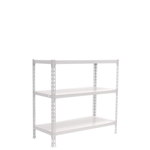Simon Rack Schwerlastregal, 900x900x400 mm, Bis 180 kg Belastbar, 3 Verstellbare Ablagen, Kellerregal, Lagerregal, Weiss - Simonclick von Simon Rack